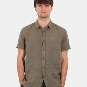 camicia 40 weft a mezza manica con taschino - w2359 verde salvia