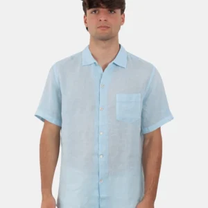 camicia a manica corta - linen 31 blu