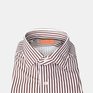 CAMICIA GRIGIO MOD. SPECIAL LAVATA - 820 RIGA MARRONE