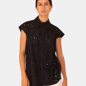 camicia manica corta meimei j - 100 nero