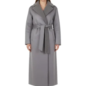 cappotto lungo con cintura - 020 lapis/dark grey