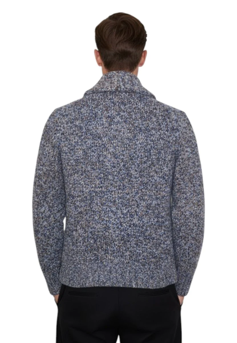 cardigan con collo sciallato - 319 indaco - immagine 4