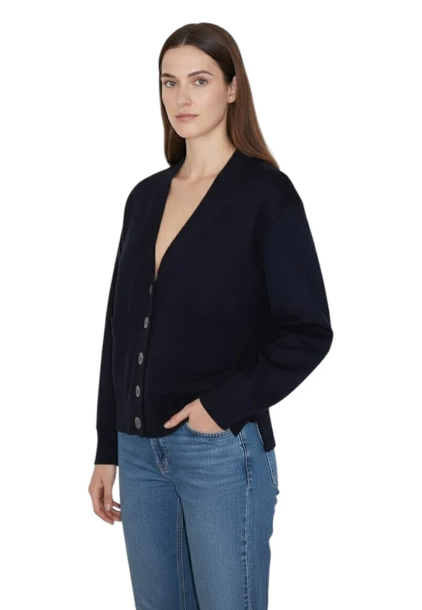 cardigan corto in finezza 12 - blu navy - immagine 3