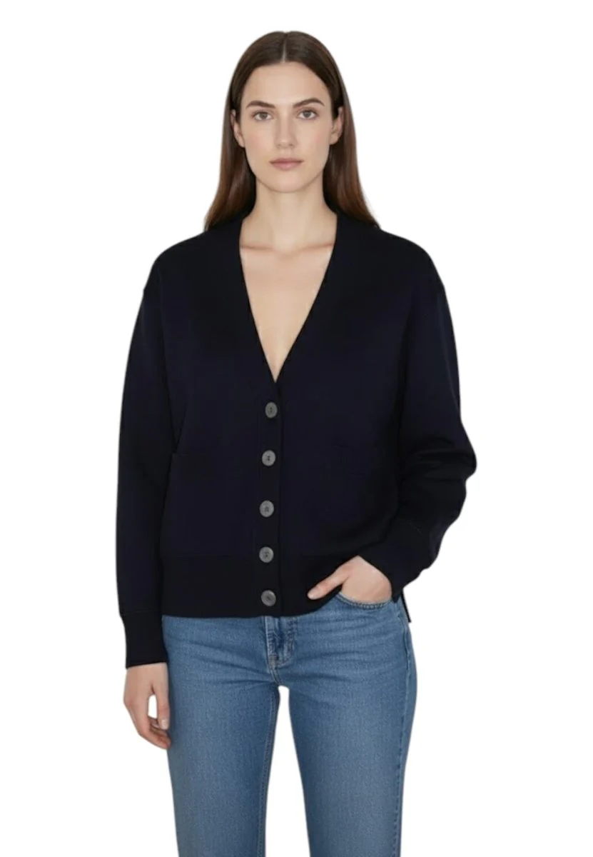 cardigan corto in finezza 12 - blu navy