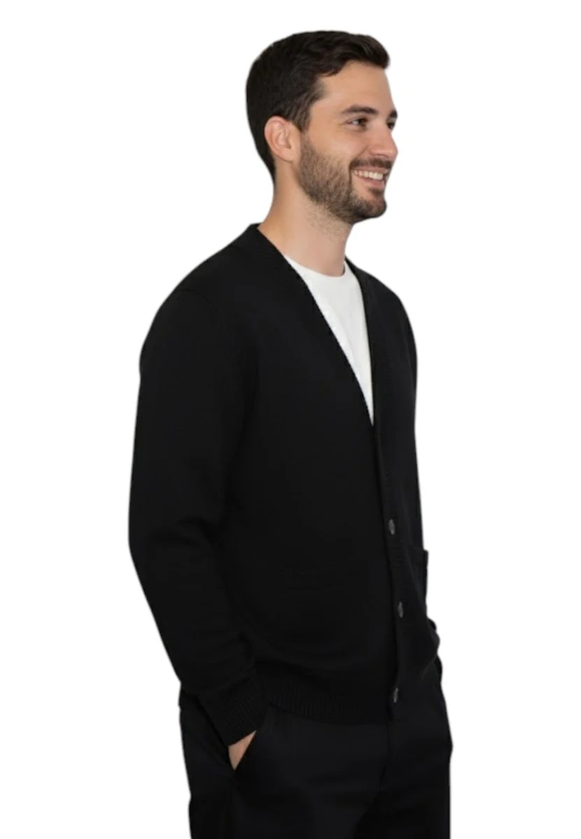 cardigan rasato calato con tasche - 10 nero - immagine 3