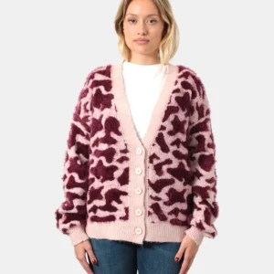 CARGIGAN JIJIL - ANIMALIER DARK WINE