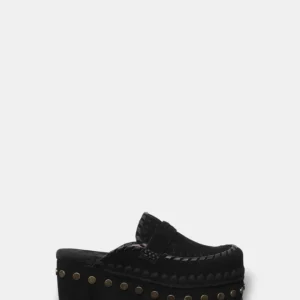 CLOG LEATHER OVERSTITCHING - BKBK