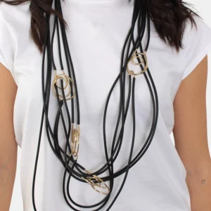collana liviana conti lunga multifili - y69z1 nero/oro