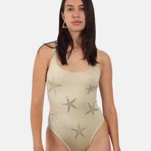 costume intero - shiny strass starfish gold