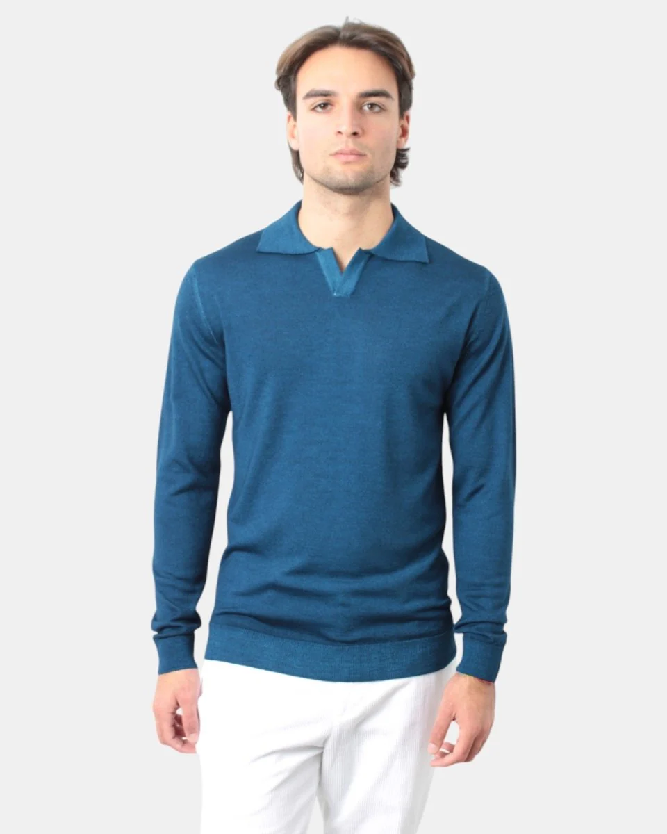 DANIELE FIESOLI - Polo A Manica Lunga Azzurro - immagine 2