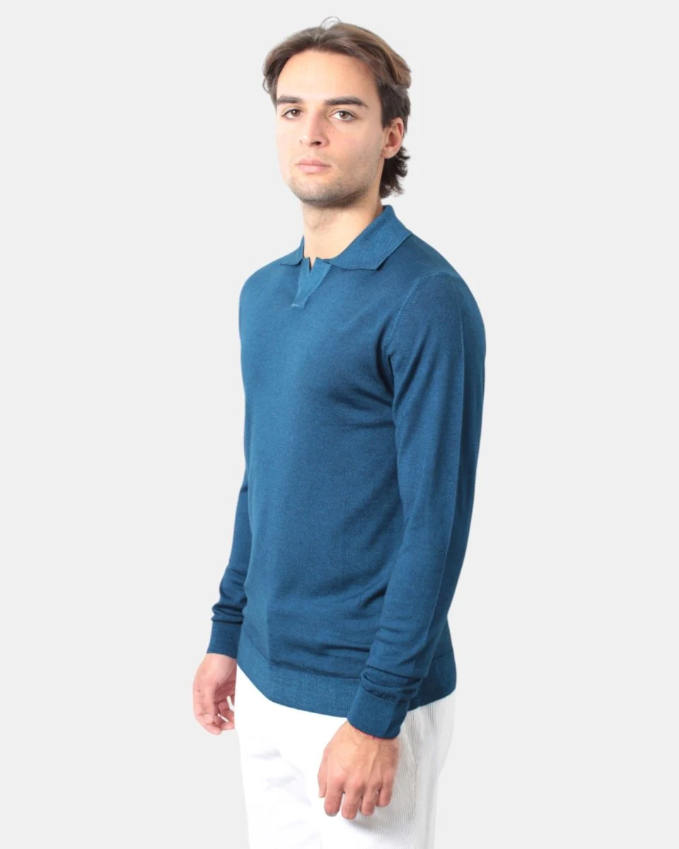 DANIELE FIESOLI - Polo A Manica Lunga Azzurro - immagine 3