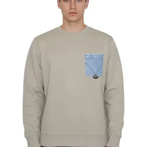 felpa a girocollo - brushed - mastic