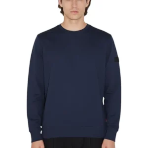 felpa a girocollo garzata - v0058 blu