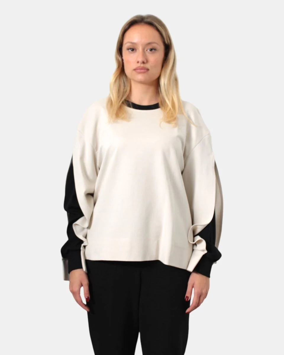 FELPA A GIROCOLLO JIJIL - AVORIO/NERO