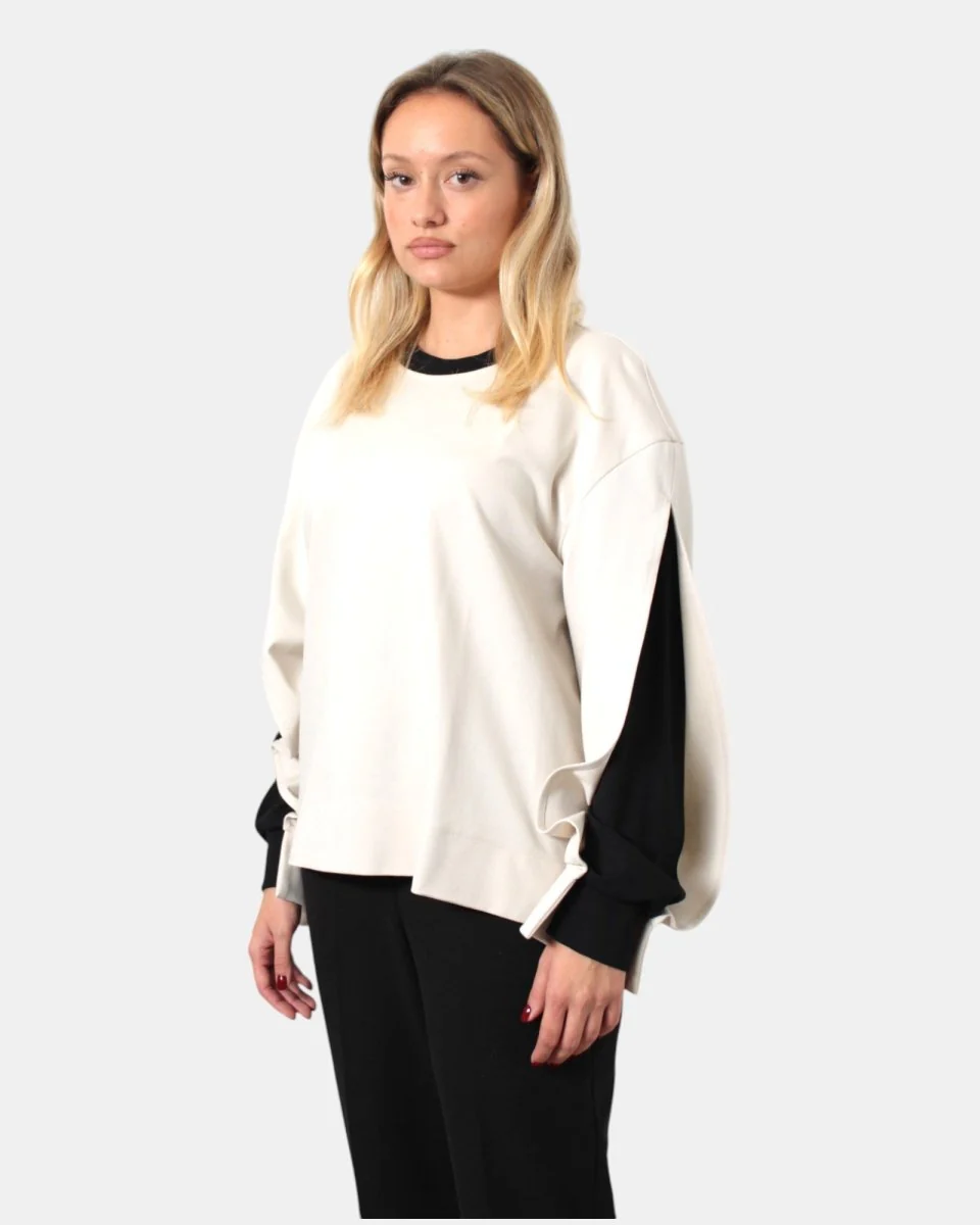 FELPA A GIROCOLLO JIJIL - AVORIO/NERO - immagine 3