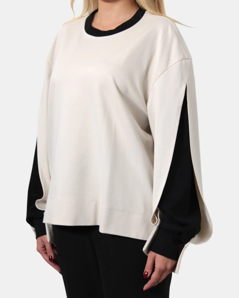 FELPA A GIROCOLLO JIJIL - AVORIO/NERO - immagine 5