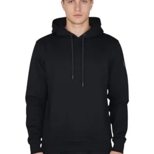 felpa con cappuccio garzata - v0021 nero