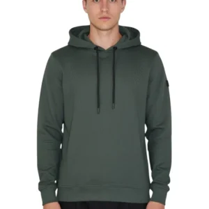 felpa con cappuccio garzata - v5028 verde militare