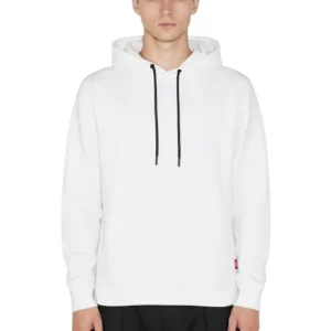 felpa con cappuccio garzata - v5235 off white