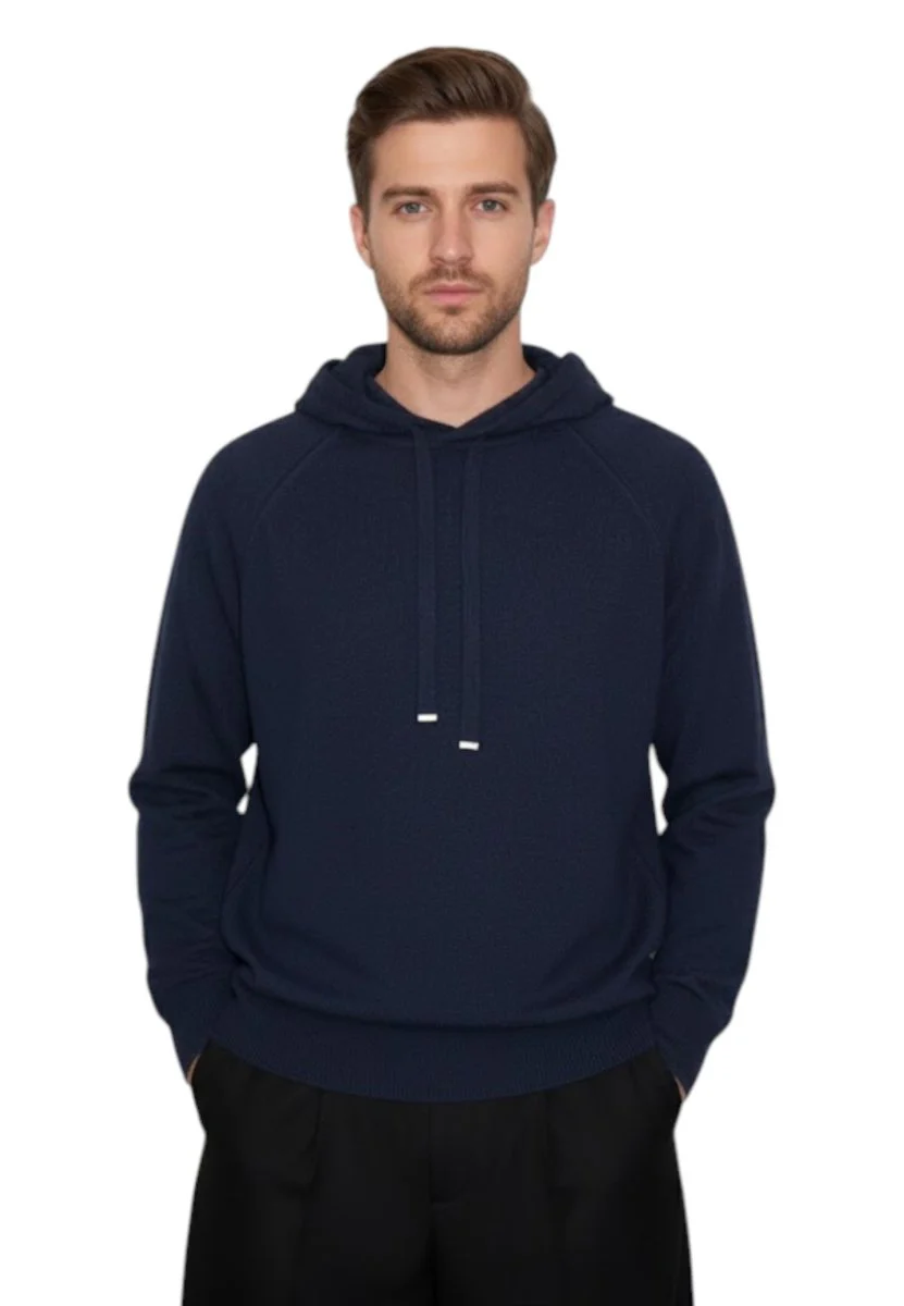 felpa con cappuccio in maglia - 38 blu - immagine 2