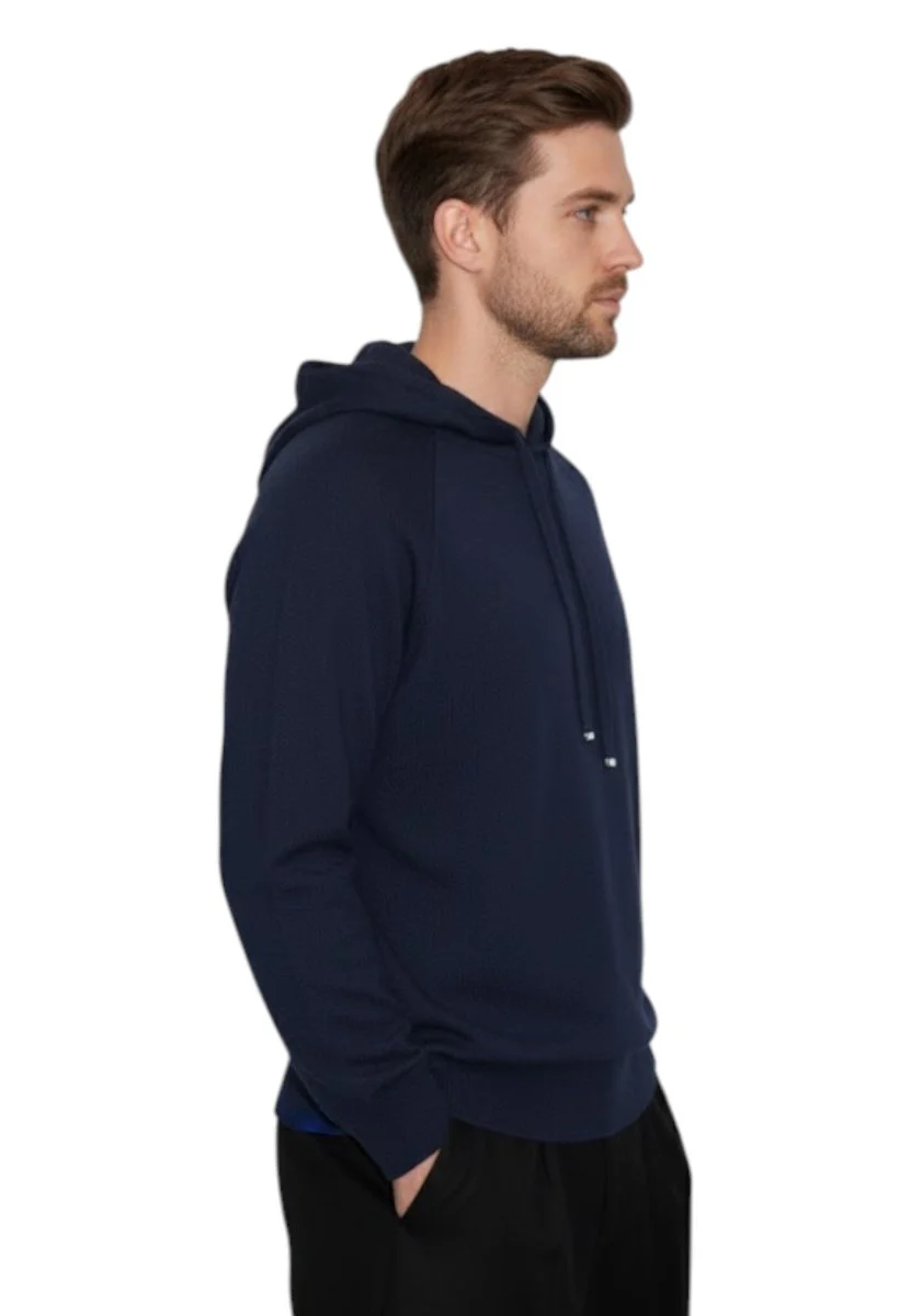 felpa con cappuccio in maglia - 38 blu - immagine 3