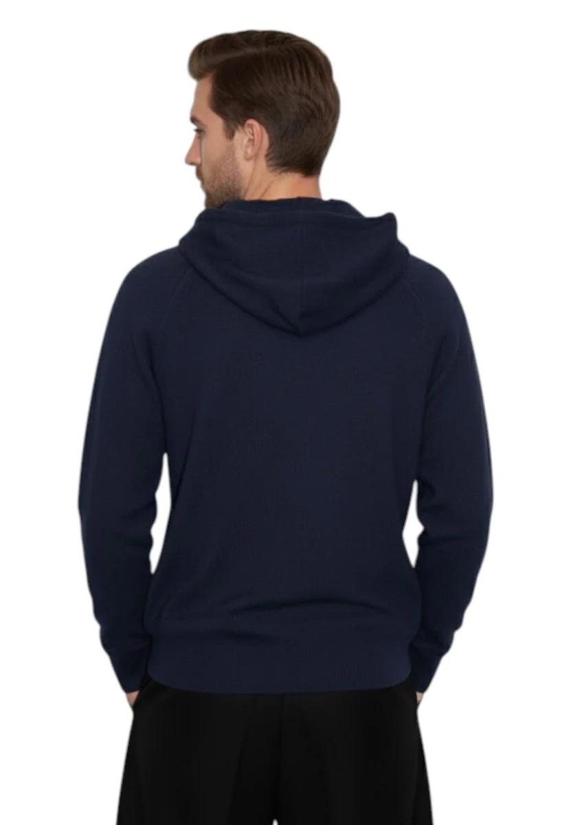 felpa con cappuccio in maglia - 38 blu - immagine 4