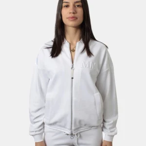 felpa con zip mm max mara mod. dodo - 001 bianco ottico