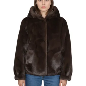 giacca ampia con cappuccio e bottoni - 041 fondente/dark brown