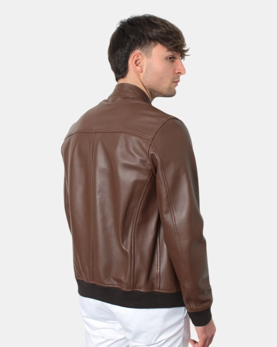 giacca in pelle emanuele curci mod. anlilina capri - caffè - immagine 4