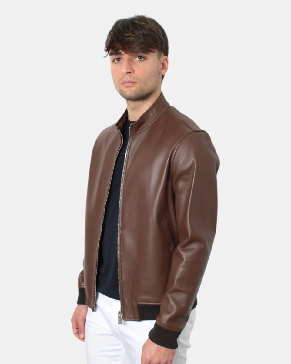 giacca in pelle emanuele curci mod. anlilina capri - caffè - immagine 3