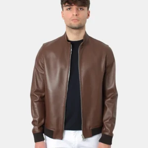 giacca in pelle emanuele curci mod. anlilina capri - caffè