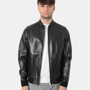 giacca in pelle emanuele curci mod. anlilina capri - nero