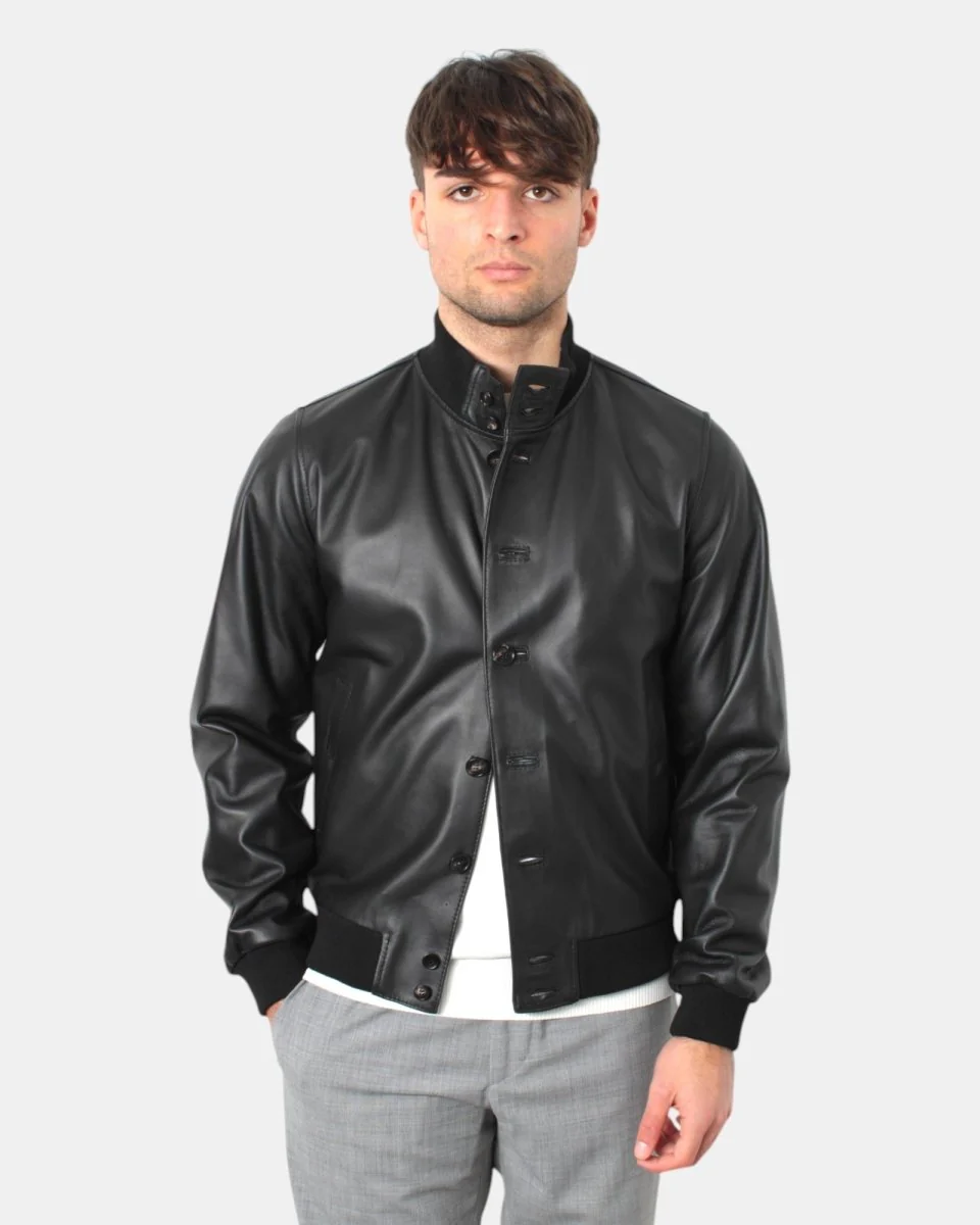 giacca in pelle emanuele curci mod. boston amalfi - nero - immagine 2