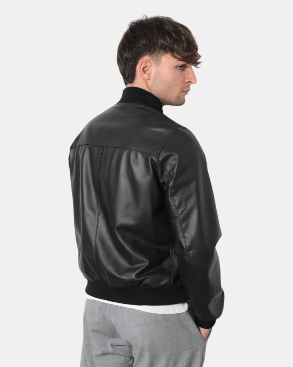 giacca in pelle emanuele curci mod. boston amalfi - nero - immagine 4