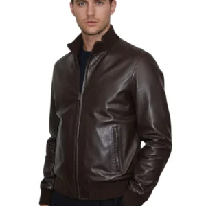 giacca in pelle mod. 12 bomber - moro