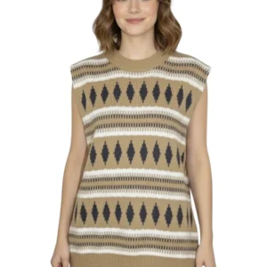 gilet jacquard - 3501 cammello