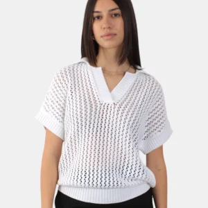 gilet liviana conti in punto traforo - a01-0 bianco