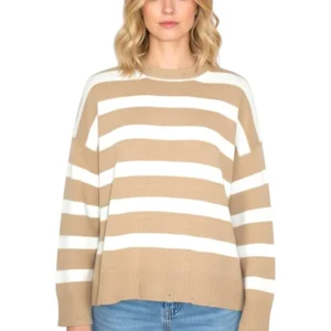 girocollo a righe - 3501 cammello