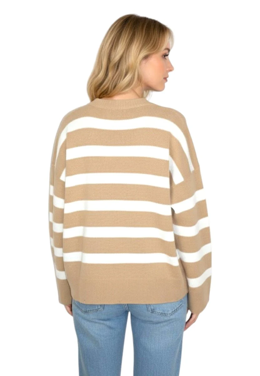 girocollo a righe - 3501 cammello - immagine 4