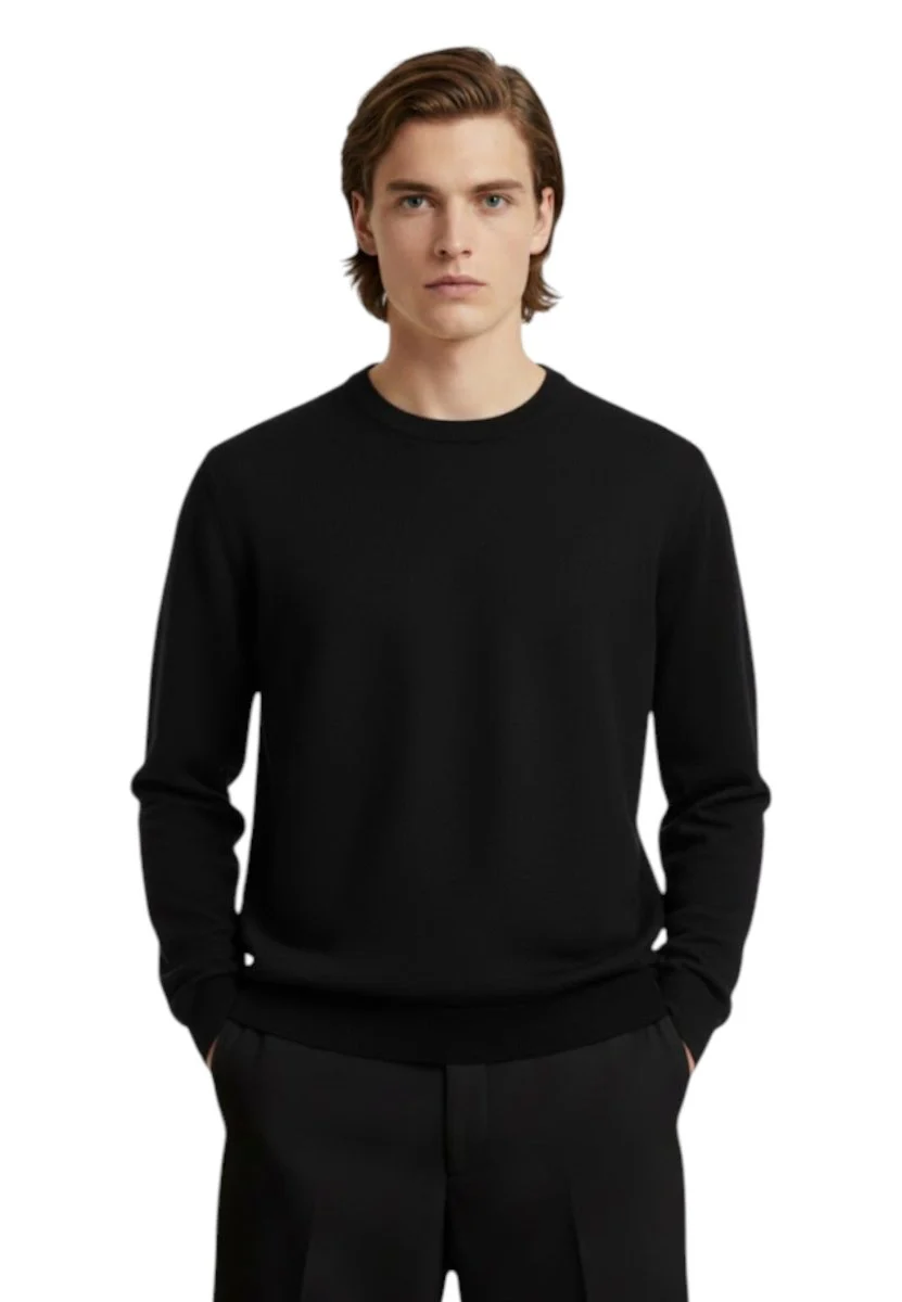 girocollo basico rasato calato - 13 nero - immagine 2