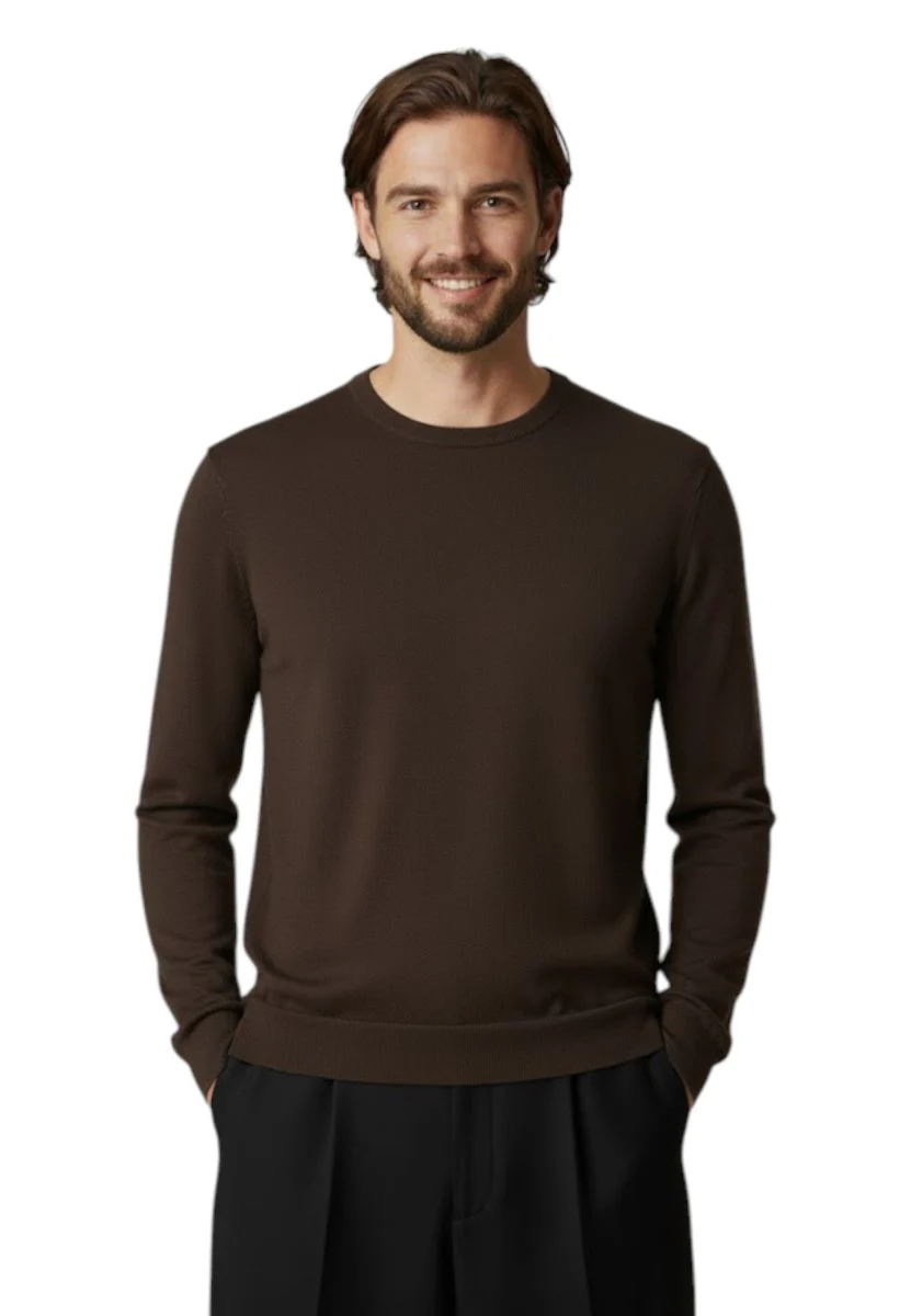 girocollo basico rasato calato - 146 moro