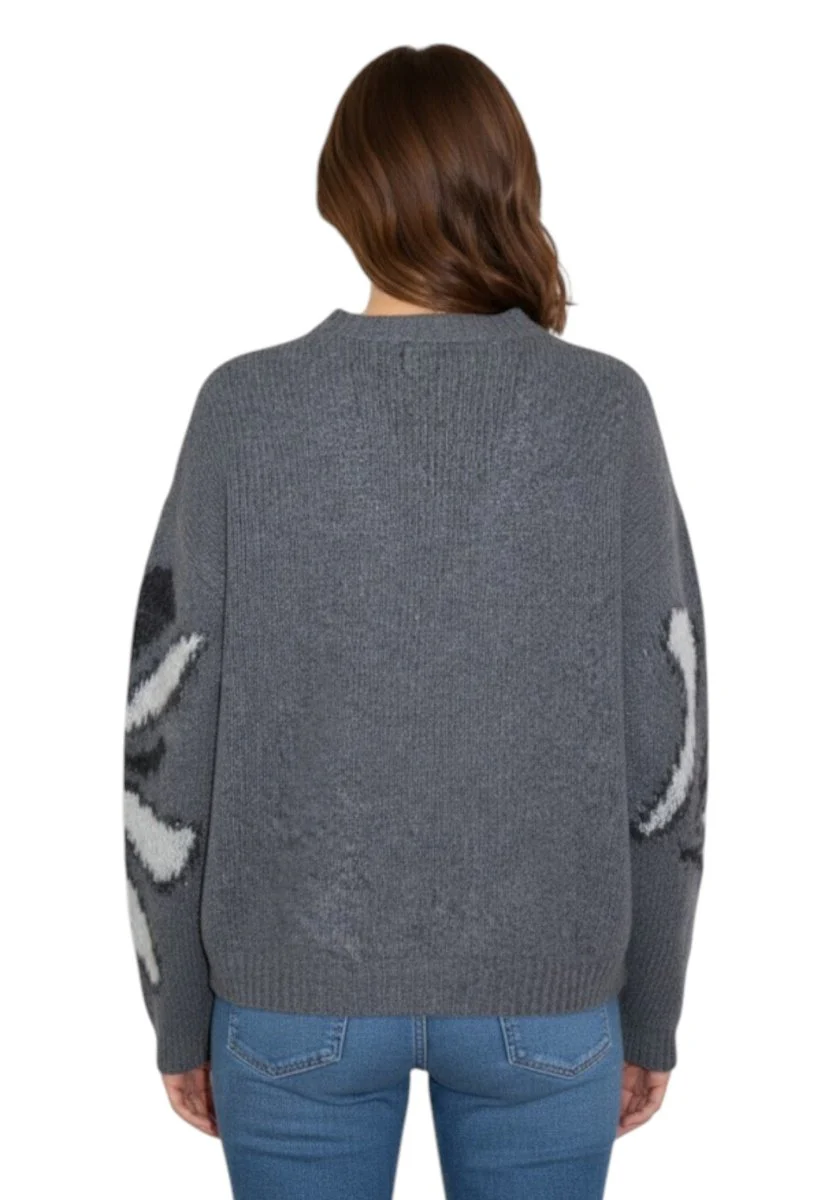 girocollo intarsio fiore - f5021 grigio - immagine 4