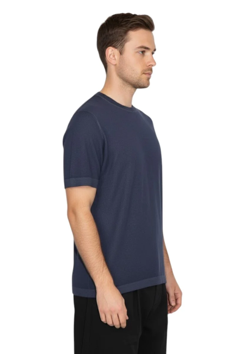 girocollo manica corta - 871 blu - immagine 3