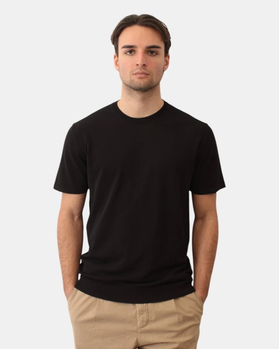 GIROCOLLO MANICA CORTA DANIELE FIESOLI - 0013 NERO - immagine 2