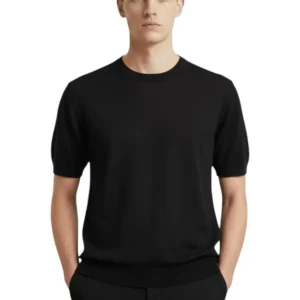 girocollo mezza manica rasato calato - 10 nero