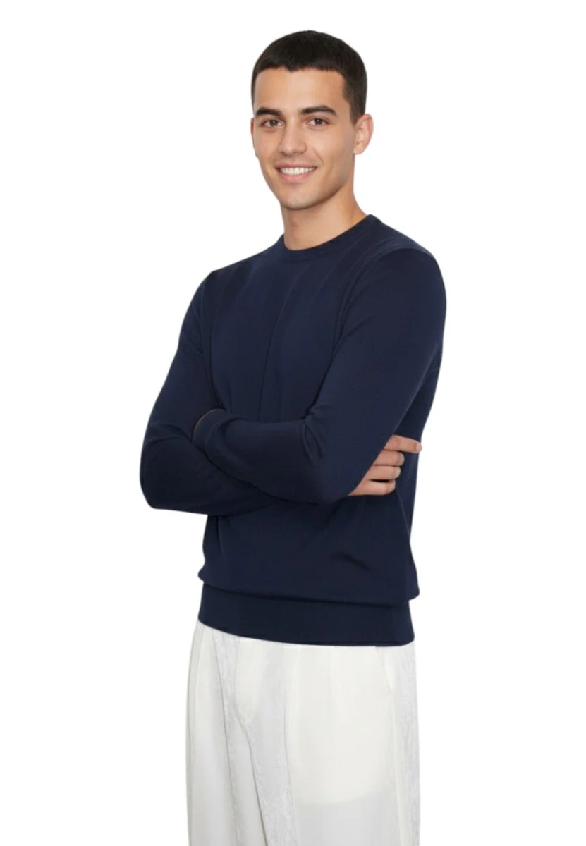 girocollo rasato calato - 38 blu - immagine 3