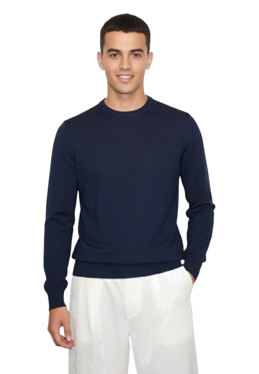 girocollo rasato calato - 38 blu - immagine 2