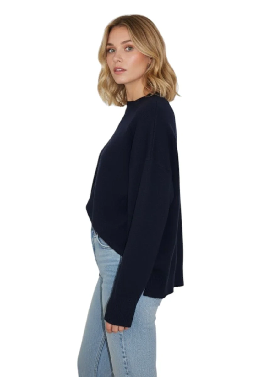 girocollo tinta unita - 2001 blu notte - immagine 3