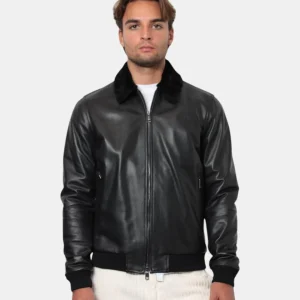 GIUBBOTTO IN PELLE EMANUELE CURCI - NERO