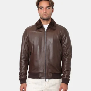 GIUBBOTTO IN PELLE EMANUELE CURCI - TABACCO